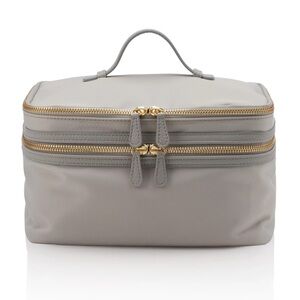 Trish McEvoy Gray Cosmetic Bag with Gold Accents